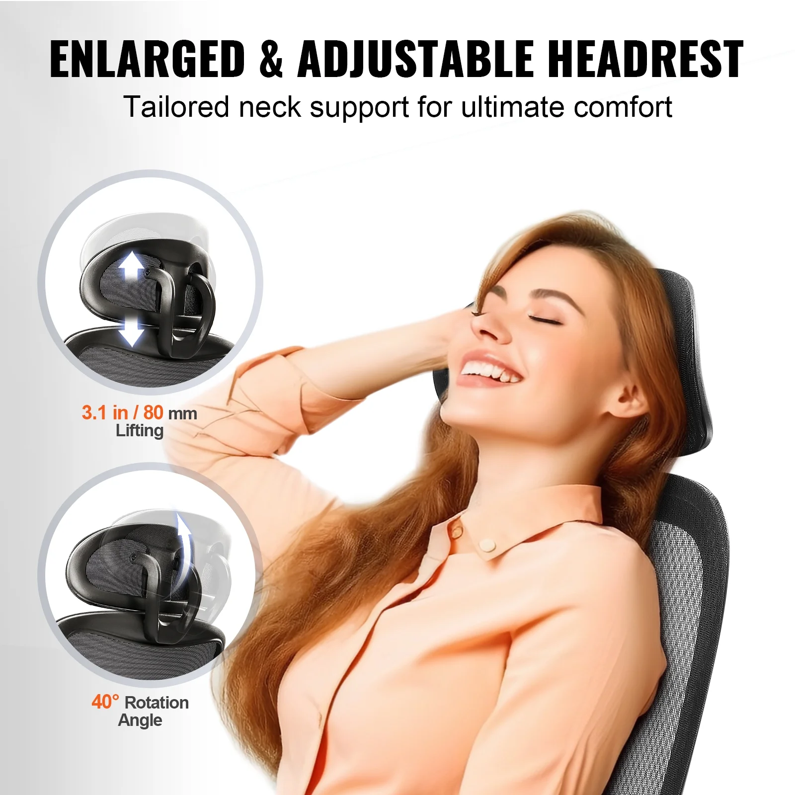 BENTISM Ergonomic Office Chair Mesh Desk Chair Back Lumbar and Head Support