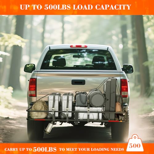 Hitch Cargo Carrier Basket Combo 60" x 24" x 6" 500 LBS Capacity Vehicle Baskets Fits 2" Receiver with 18.2 Cubic feet Cargo Bag, Hitch Stabilizer
