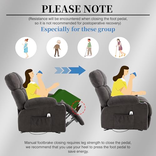 Recliner Chair with Massage and Heat, Rocker Recliner Chairs for Adults, Overstuffed Nursery Rocking Chairs for Living Room