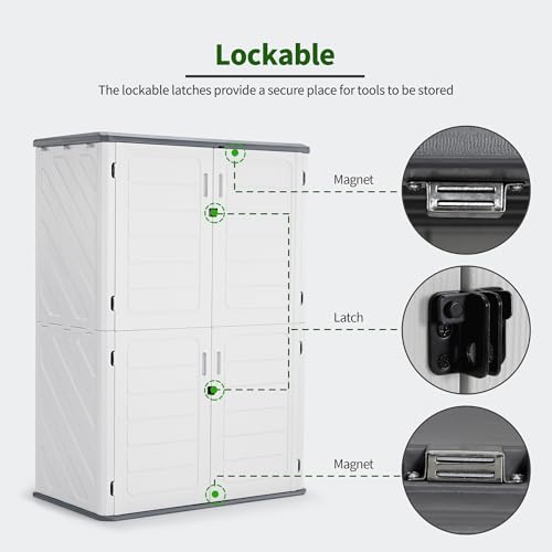 Macrout Plastic Storage Shed 4.3 x 2.5 ft, Waterproof Outdoor Storage Cabinet with Floor, Resin Shed for Garden and Patio (Medium)