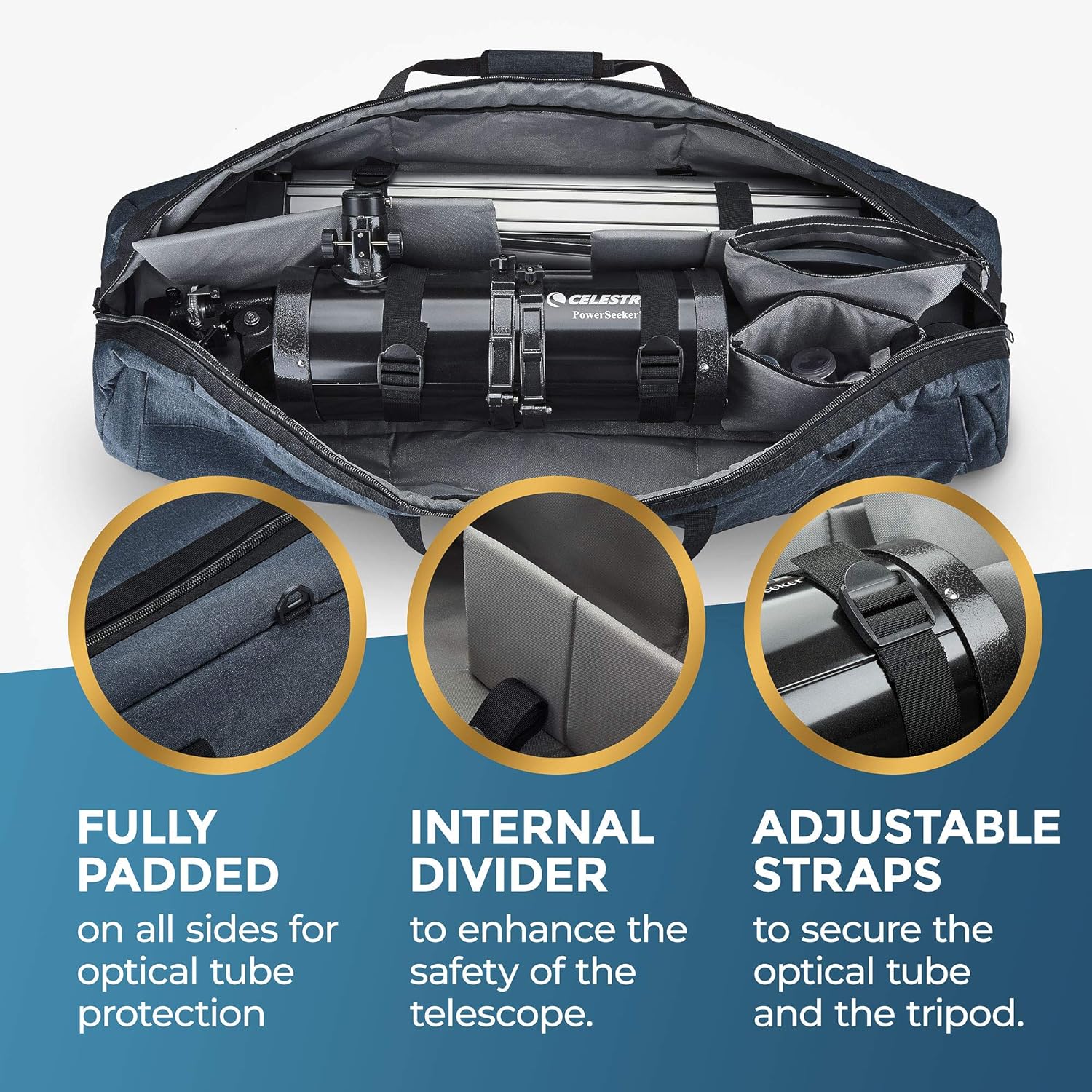 Multipurpose Telescope Bag – Shock-Absorbent Telescope Carrying Case with Adjustable Shoulder Strap and Extra Storage – Military-Grade