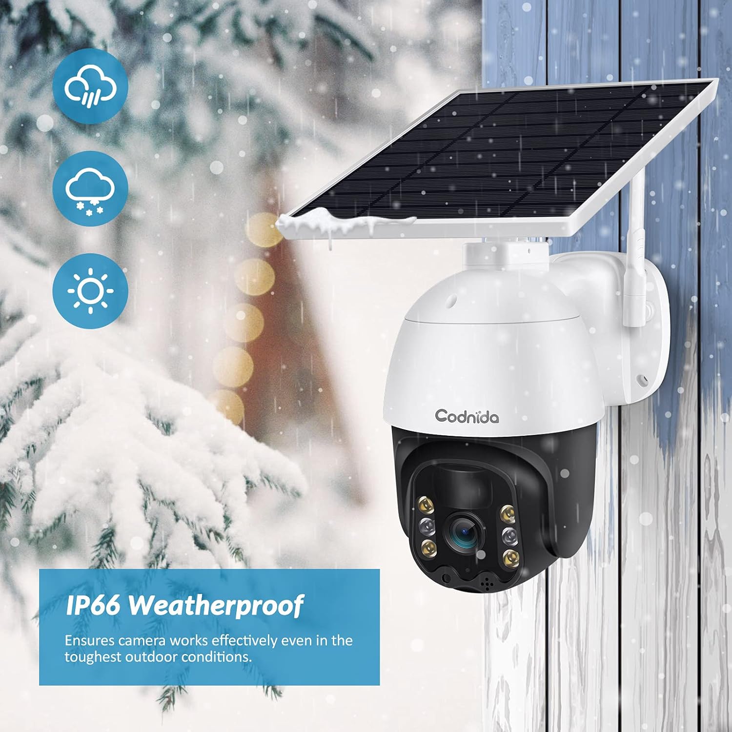Home Security Camera Outdoor, Wireless WiFi Pan Tilt Rechargeable Solar Battery Powered Camera 360° View, 1080P HD, Motion Detection