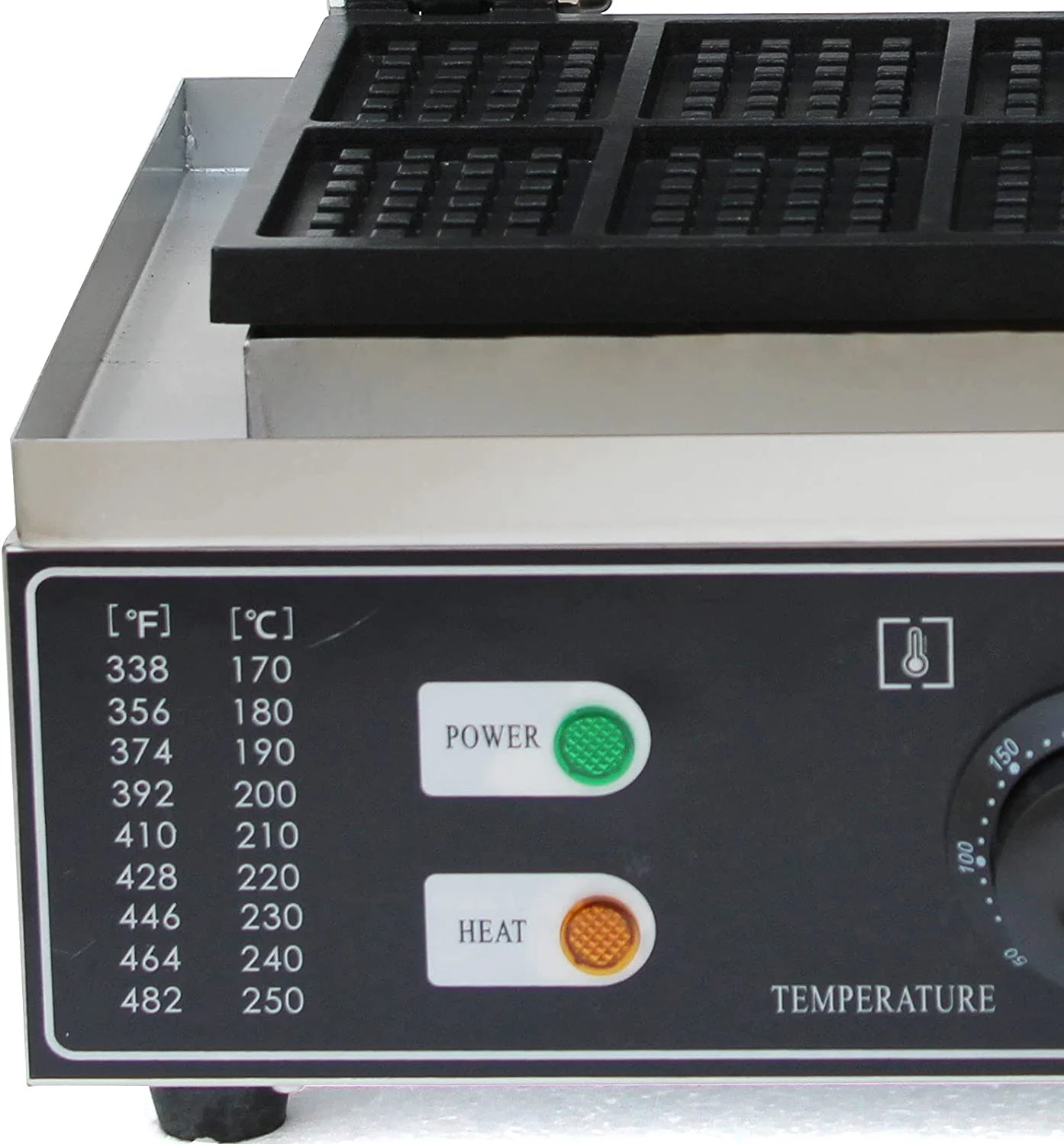 Miumaeov 110V Commercial Waffle Maker Machine Adjustable Stainless Steel Nonstick 10PCS Waffle Maker for Bread Shop