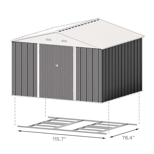Patiowell 5x3 FT Outdoor Storage Shed, Tool Shed with Sloping Roof and Lockable Door, Metal Shed for Backyard Garden Patio Lawn, Brown