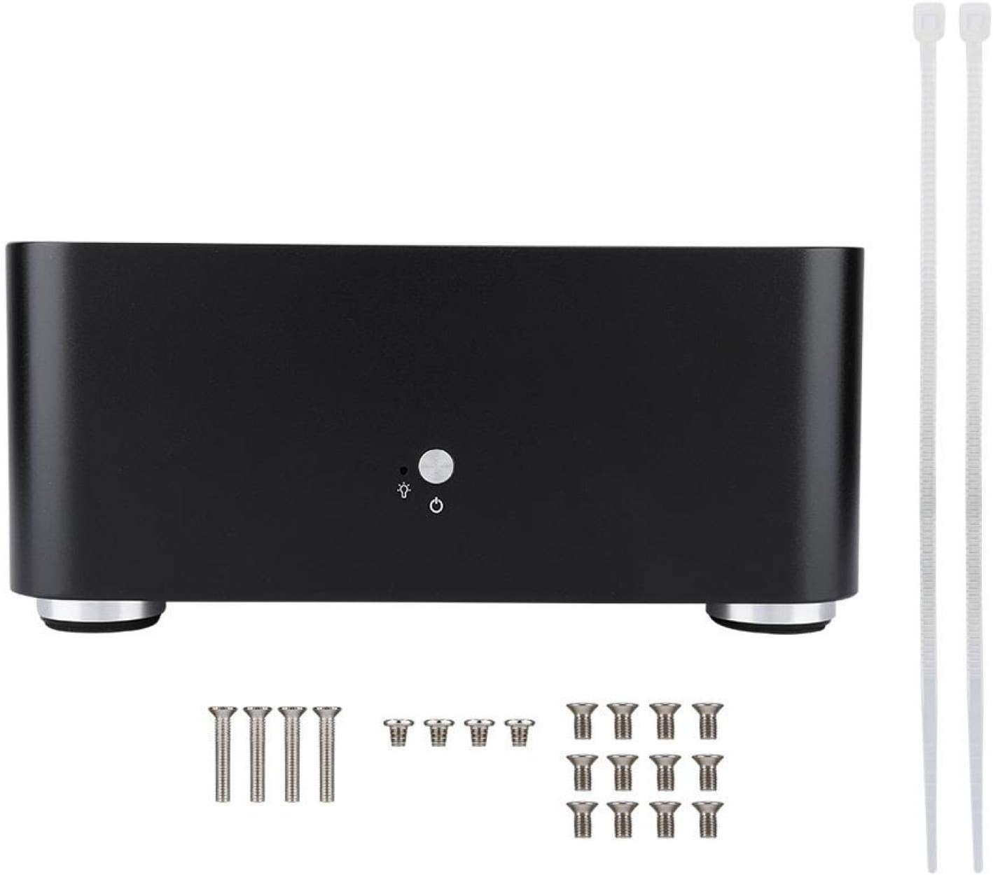Mini ITX Computer Case, Aluminum Alloy HTPC Case, Mini PC Computer Case L80 with The Heightening Design, for The ITX Motherboard(Black, USB2.0)