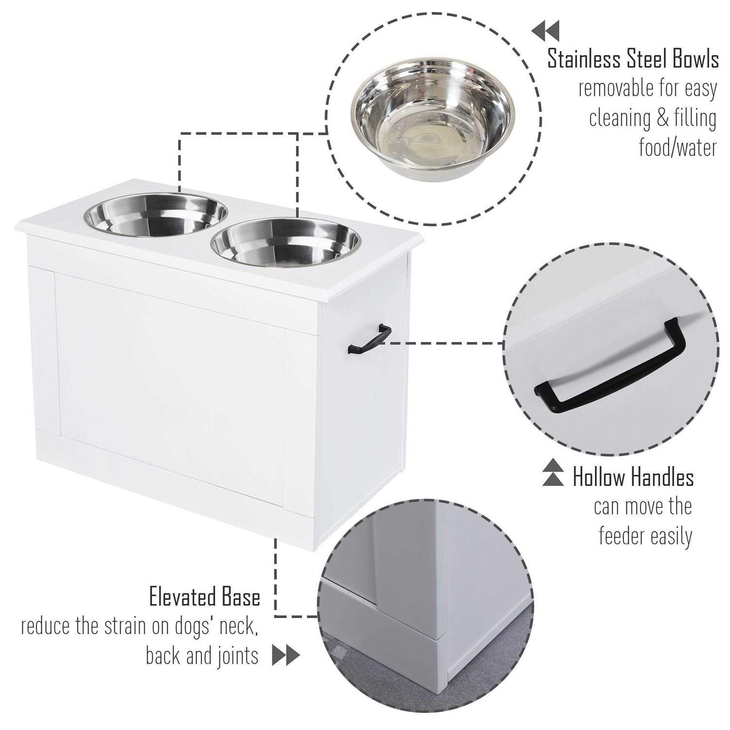 PawHut Raised Pet Feeding Storage Station with 2 Stainless Steel Bowls Base for Large Dogs and Other Large Pets - Pet Supplies online store