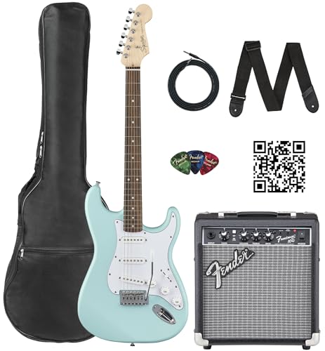 Fender Squier Stratocaster - Torino Red Bundle with Amplifier, Gig Bag, Strap, Instrument Cable, Picks, and Austin Bazaar Instructional DVD