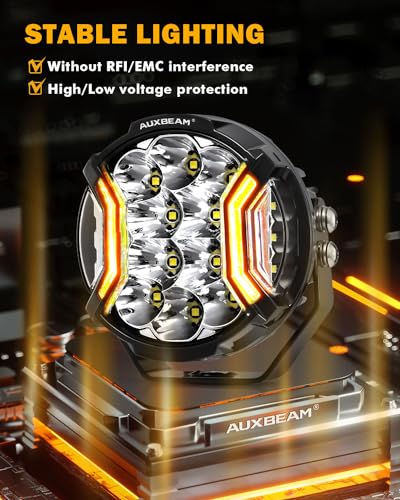 Auxbeam V-MAX Series 72W LED Pod Driving Lights, 4x2.5 Inch Rectangle Side Shooter Offroad Cube Spotlights with Amber DRL