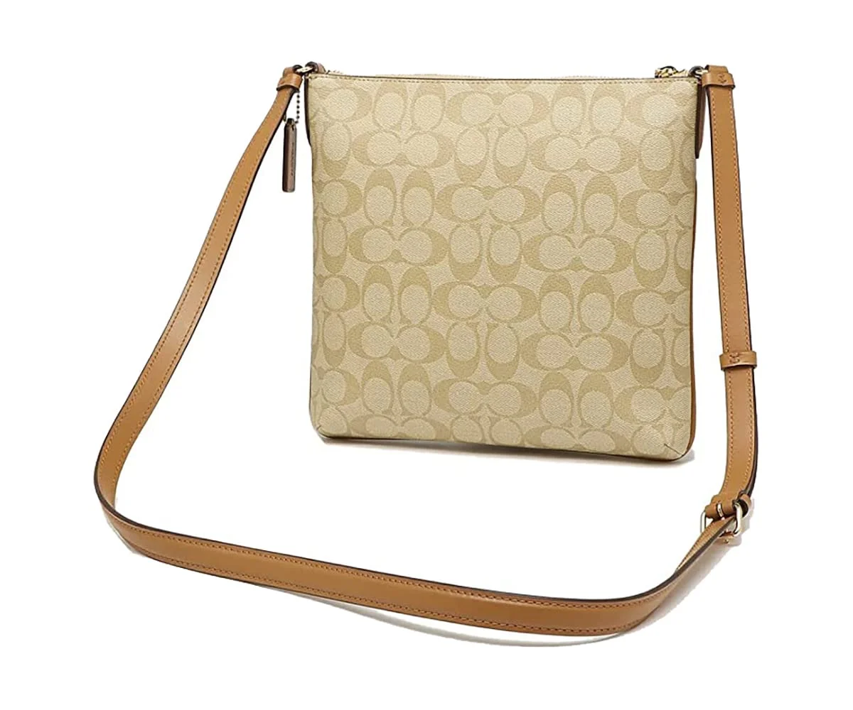 Coach Women's Rowan File Bag (Signature Canvas - Light Khaki - Saddle)