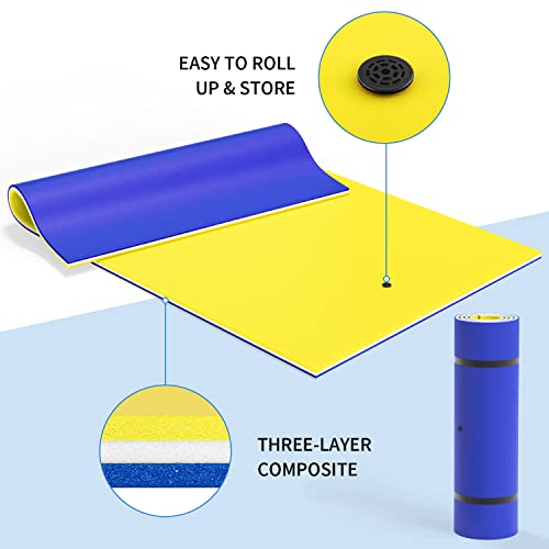 Oversized Lily Pad Floating Mat, 3 Layer 7'/9'/12'/18' Floating Water Mat,Ocean, Beach, River, Pool, Floating Mat for Water Recreation and Relaxing
