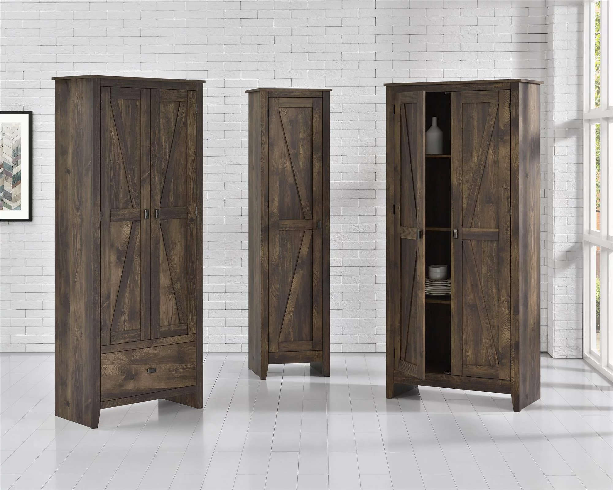 Ameriwood SystemBuild Farmington 31.5" Wide Storage Cabinet, Rustic