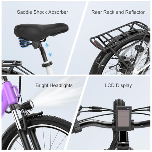 1000 Peak Electric Bike for Adults,up 80 Miles Removable Battery Ebike, 26" Electric E Bike with 7-Speed