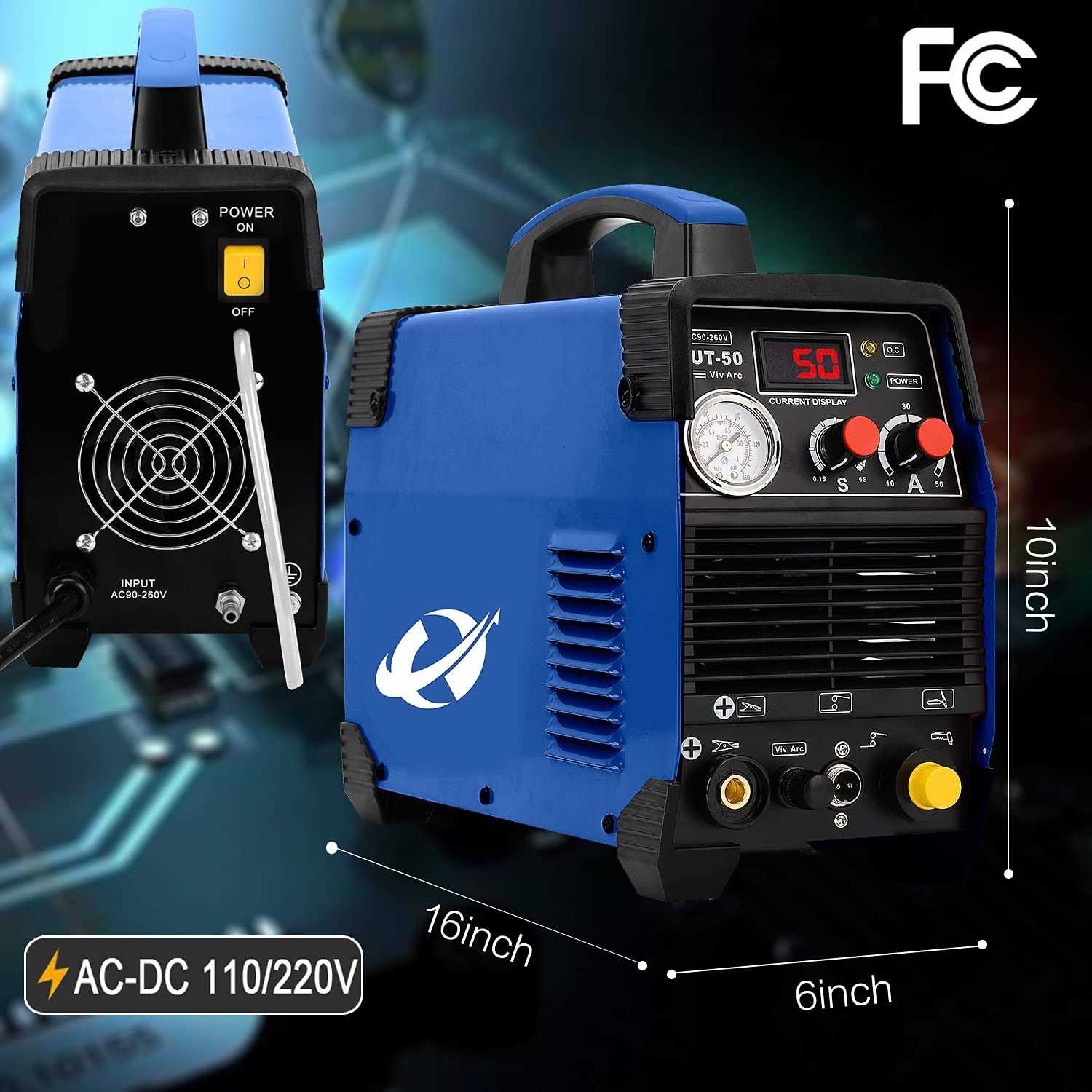S7 Plasma Cutter 50A Non-Touch Pilot Arc Inverter DC Inverter 120/240V Dual Voltage Cutting Machine with Intelligent Digital Display with Free