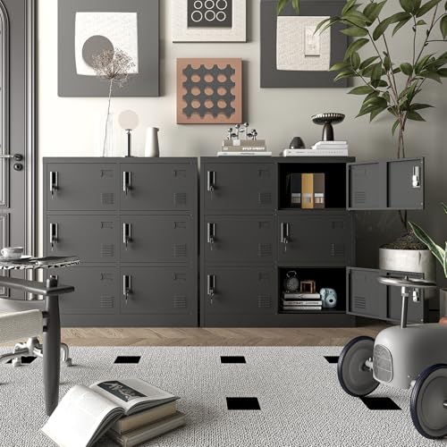 6 Doors Metal Lockers for Employees 72" H Storage Cabinet Lockable Locker with Shelves Steel Storage Locker for Gym School Office Home Requires