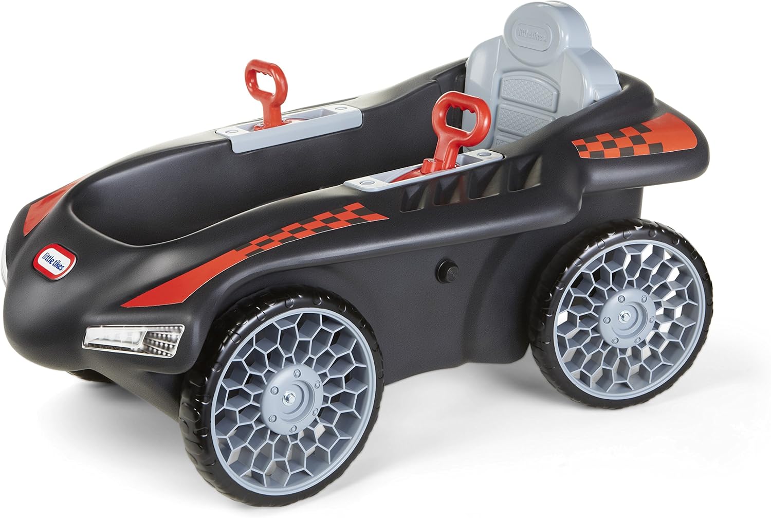 Little Tikes Jett Car Racer Black, Ride On Car with Adjustable Seat Back, Dual Handle Rear Wheel Steering, Racing Control, Kid Powered Fun