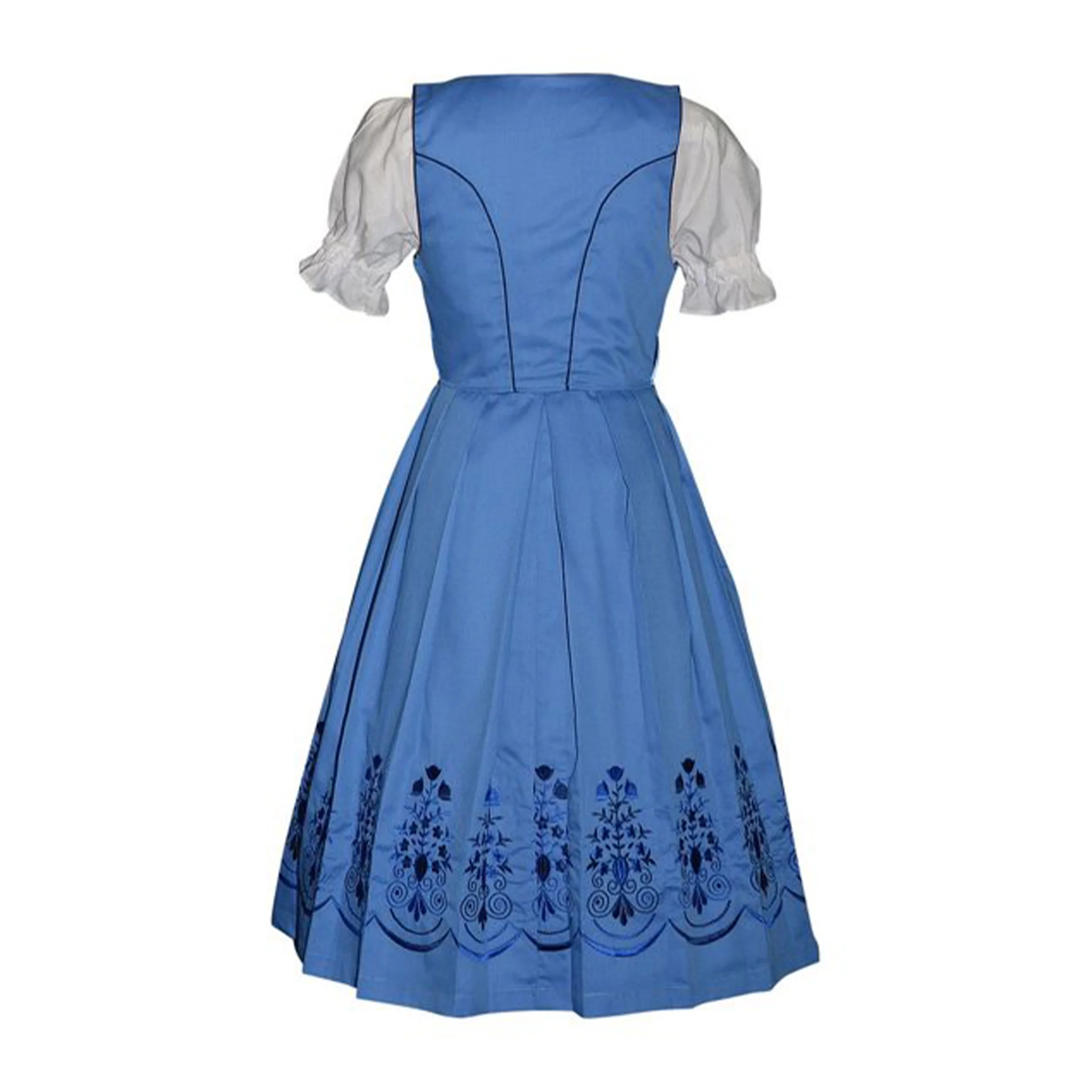 Dirndl Trachten Haus 3 Piece Long German Oktoberfest Dirndl Cotton Dress for Womens and Girls - Sky Blue