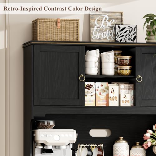 HOSTACK Large Kitchen Pantry Cabinet with Charging Station, 71" Kitchen Hutch Cabinet with Storage Drawers and Countertop