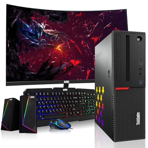 Lenovo Desktop PC Gaming Bundle - Intel Core i7, 16GB RAM, 512GB SSD, 24-inch Monitor, AMD RX 550, RGB Speaker, RGB Keyboard Mouse, WiFi