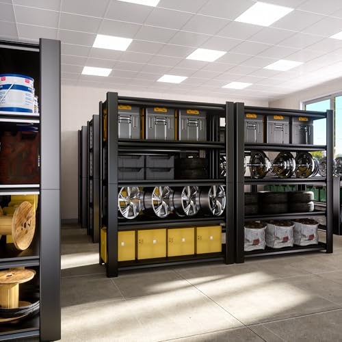 76.6" H Heavy Duty Garage Shelving Unit, 60" W Adjustable Metal Storage Rack, 5-Tier Metal Shelves, 24" D Industrial Shelving for Garage, Basement