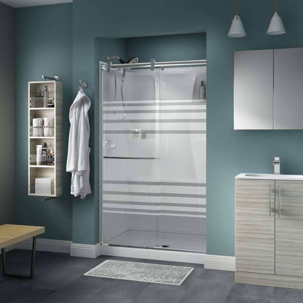 Delta Sd3956990 Classic 48 inch Wide Sliding Frameless Shower Door - Chrome, Silver