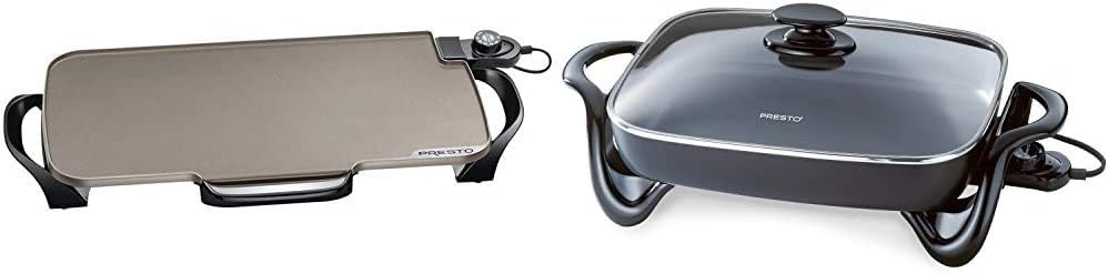 Presto 22-inch Ceramic Electric Griddle (07062) and 16-Inch Electric Skillet (06852) Bundle