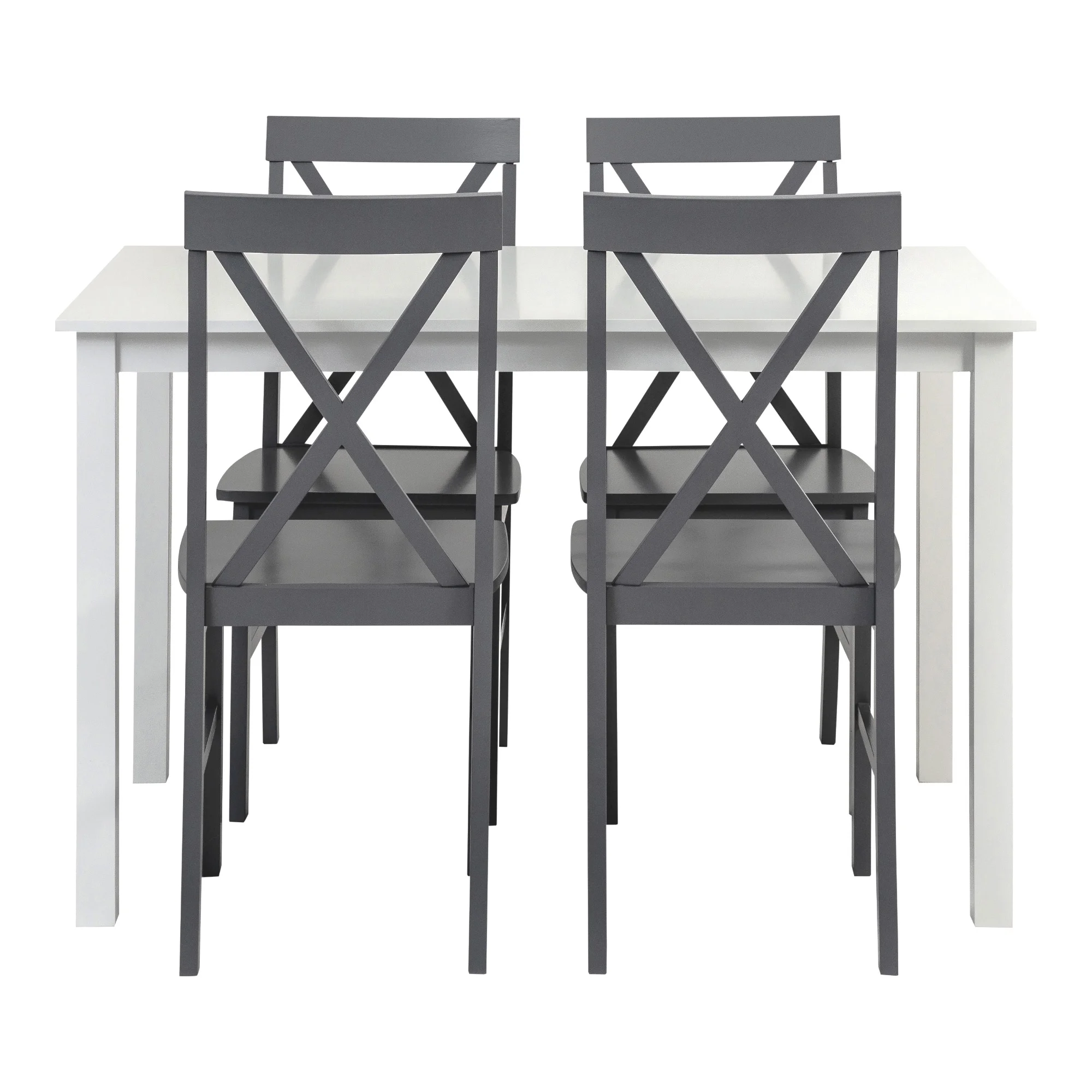 Walker Edison 5-Piece Solid Wood Farmhouse Dining Set - White/Grey