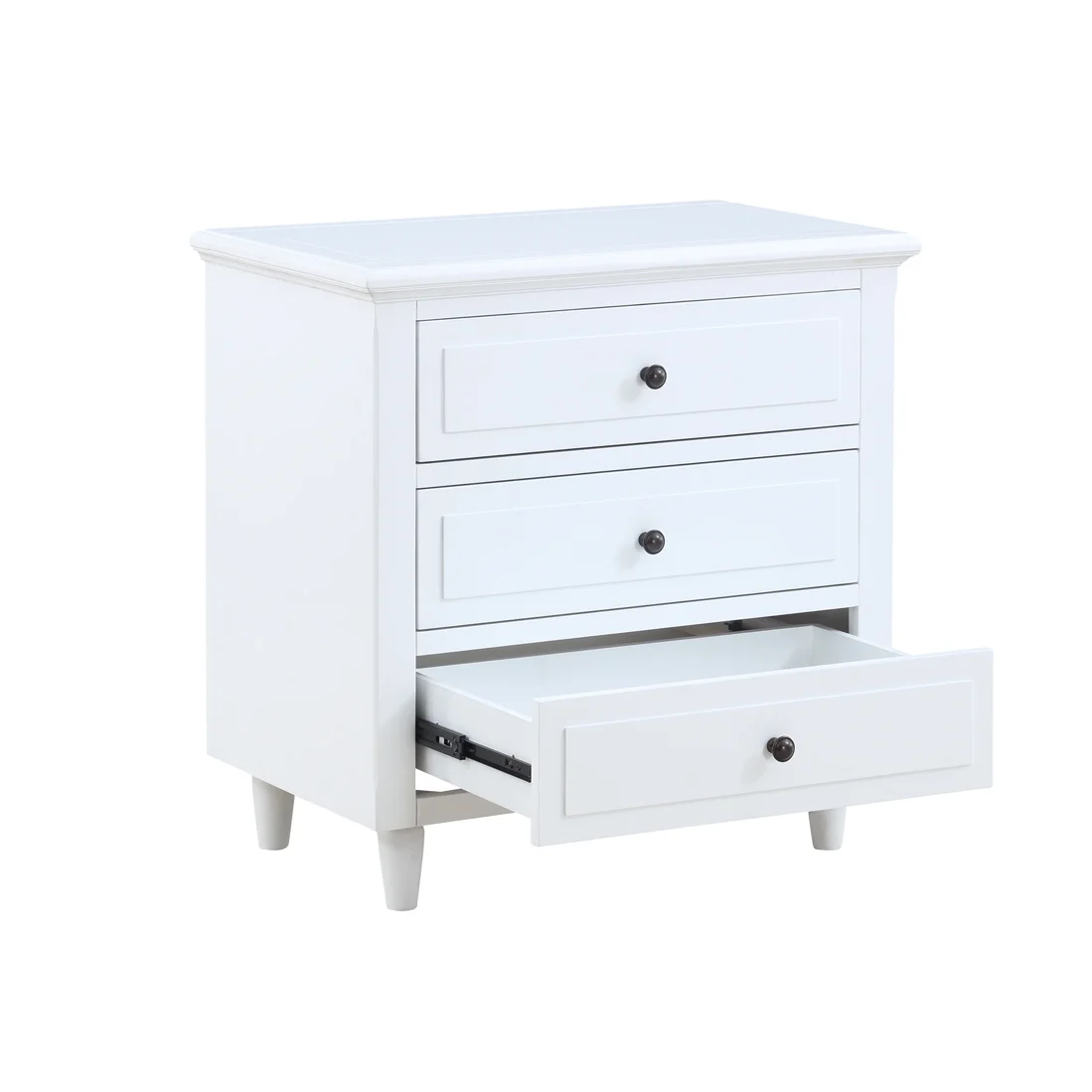 EUROCO 27.9" Oversized 3-Drawer Nightstand ,Solid Wood End Table Storage Cabinet for Bedroom, Living Room, White