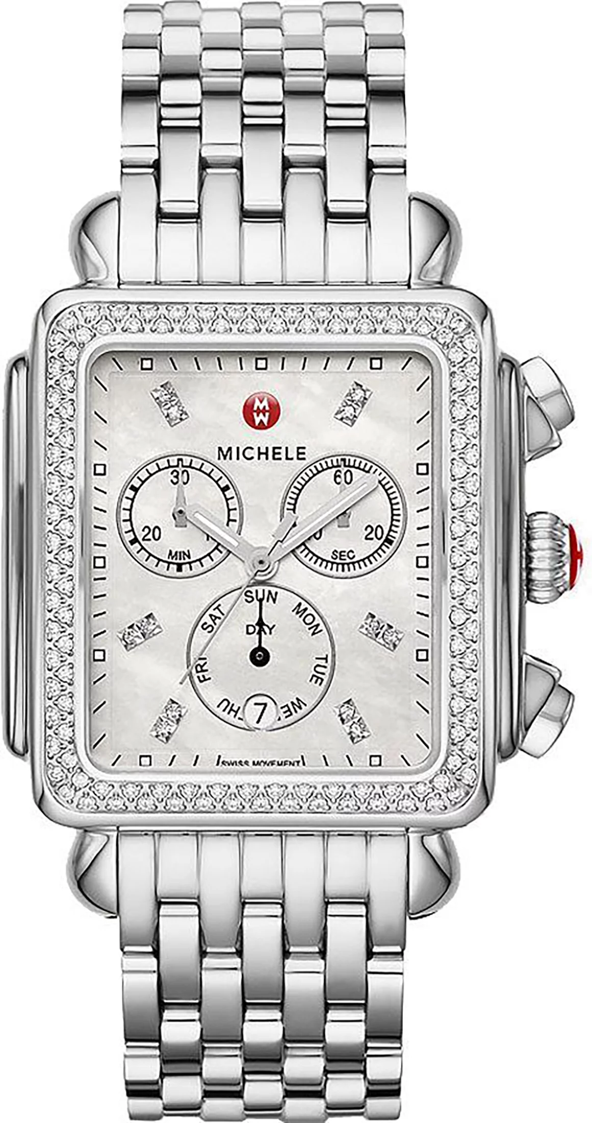 Michele Deco XL Stainless Steel Diamond Women's Watch MWW06Z000035