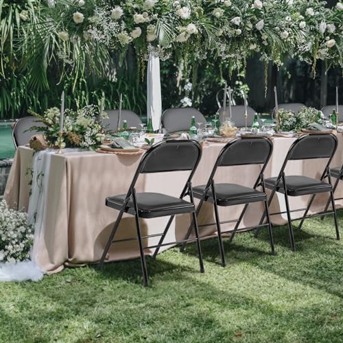 Sweetcrispy Folding Chair 12 Pack, Leather Padded Folding Chairs, Sturdy Metal Foldable Chairs, Easy to Use and Store, Outdoor and Indoor, for Home