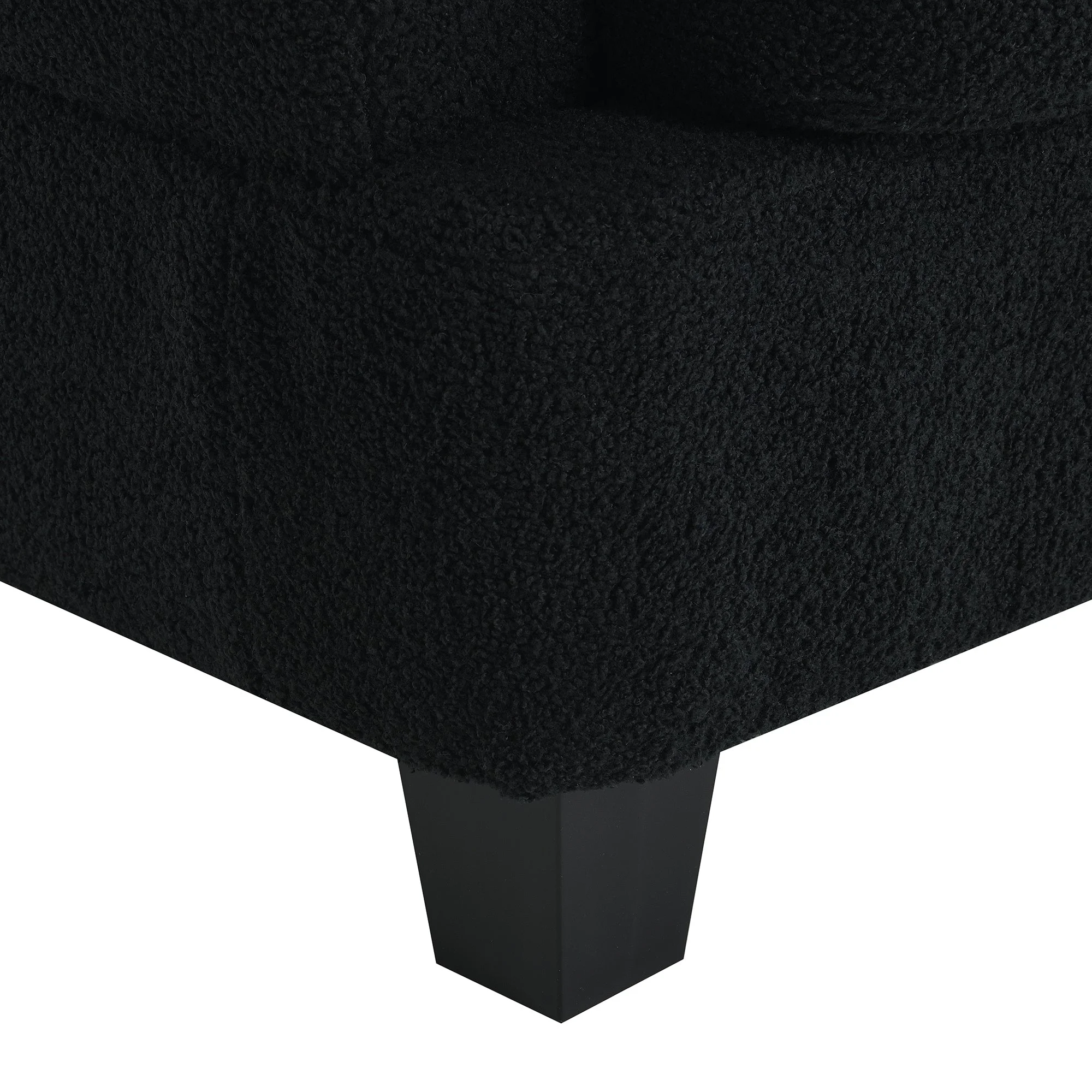 Fayen Velvet Sectional Sofa with Storage Ottoman - Black