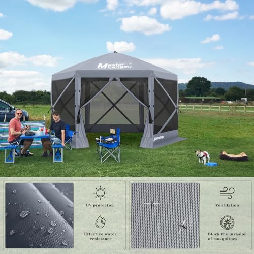 MASTERCANOPY 12x12FT Pop Up Gazebo Screen Tent - Instant Screen House with Netting, Quick Set, Outdoor Canopy Shelter with Carry Bag for Camping