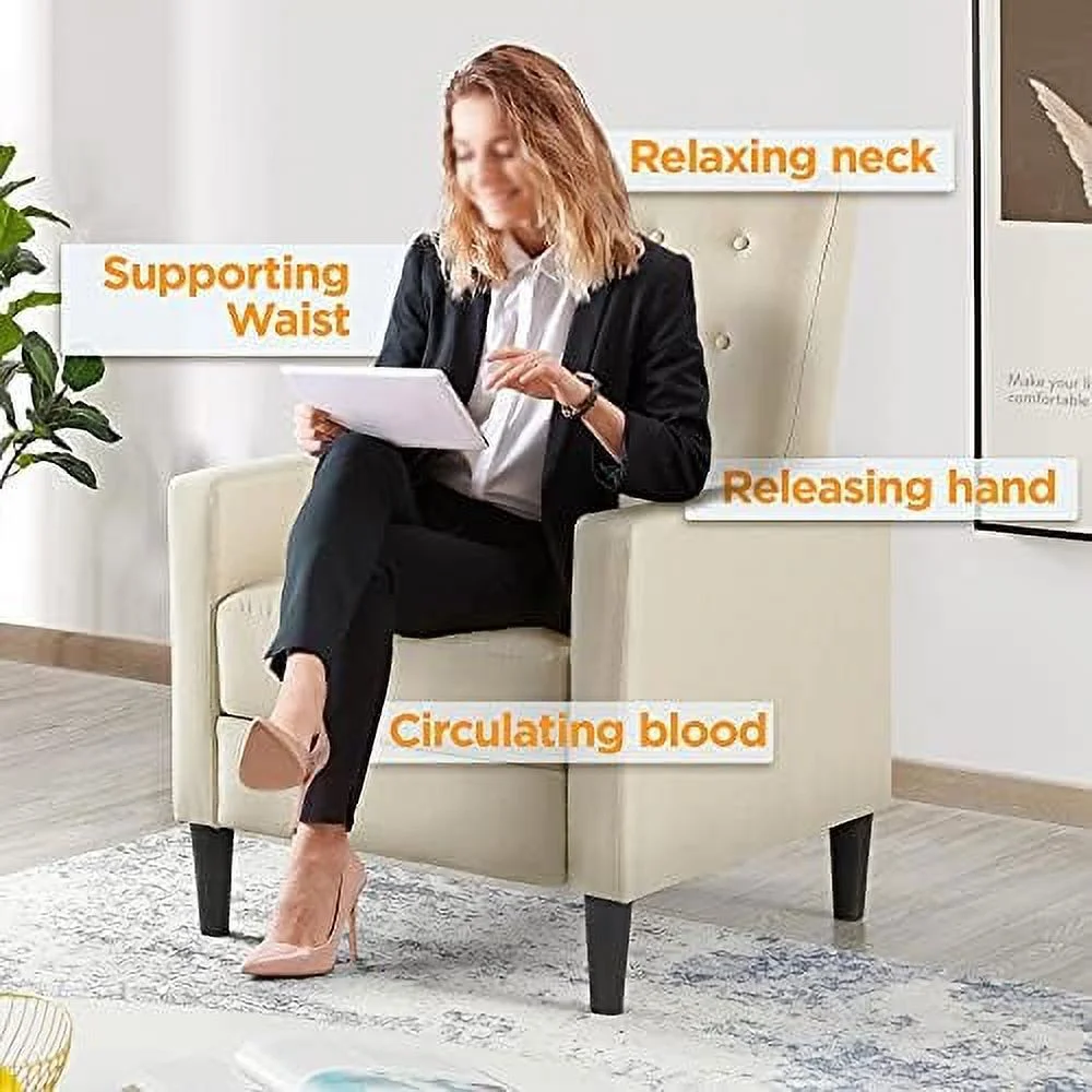 RUNFAYBIU Fabric Recliner Chair Mid-Century Modern Recliner Adjustable Single Recliner Sofa with Thicker Seat Cushion Tufted Upholstered Sofa with