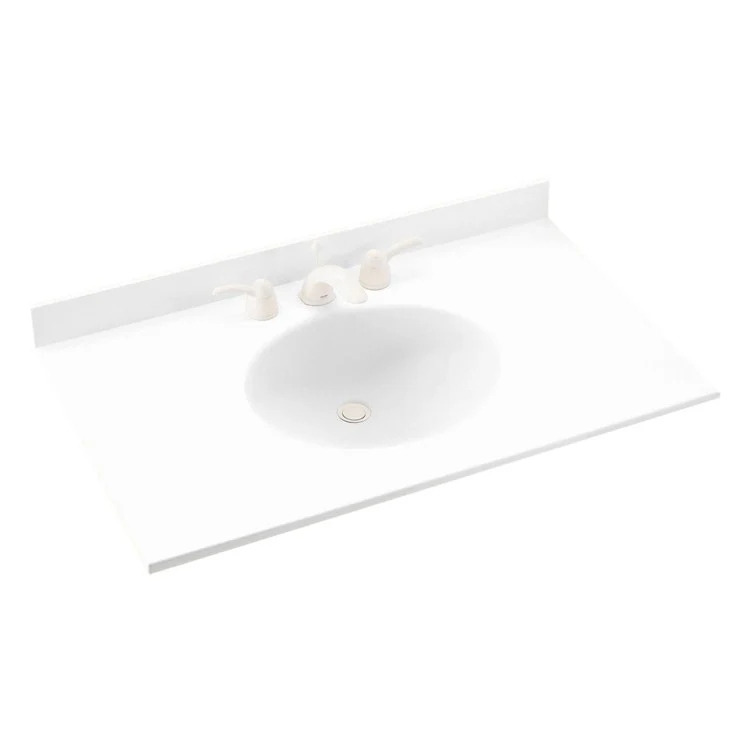 Vanity Top Ellipse Single Bowl 43 x 22 Inch ADA White Swanstone 1 Hole