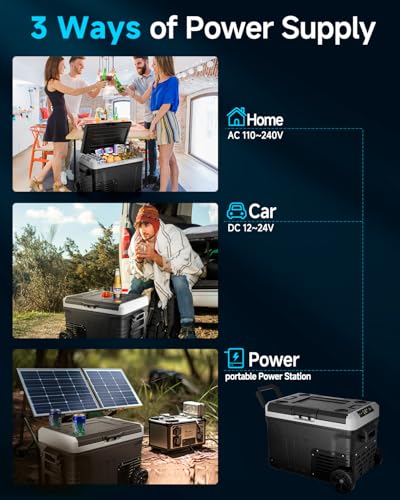 Car Fridge Portable 12 Volt Refrigerator - 53 Quart(50L) Electric Cooler with 12/24V DC&110-240V AC for Truck Van RV Camper SUV