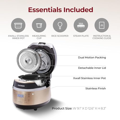 CUCKOO CRP-EHSS0309FG 3-Cup (Uncooked) / 6-Cup (Cooked) Induction Heating Pressure Rice Cooker with Nonstick Inner Pot, 16 Menu Modes