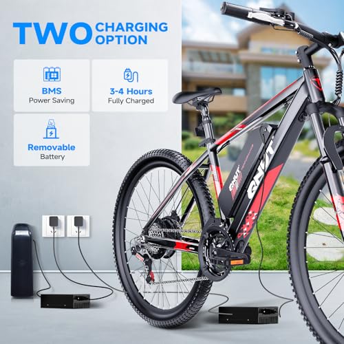 Totem Electric Bike for Adults, 750W Peak 26" Ebike for Men Women Teens with 375WH, 21 Speed, 20Mph, Up to 40Miles Front Suspension