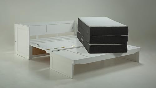 NIGHT & DAY Furniture Murphy Cube Cabinet Bed (White, Queen)