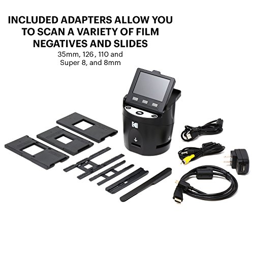 Kodak SCANZA Digital Film & Slide Scanner &ndash; Converts 35mm, 126, 110, Super 8 & 8mm Film to JPEG with 3.5" LCD, Easy-Load Inserts & Adapters