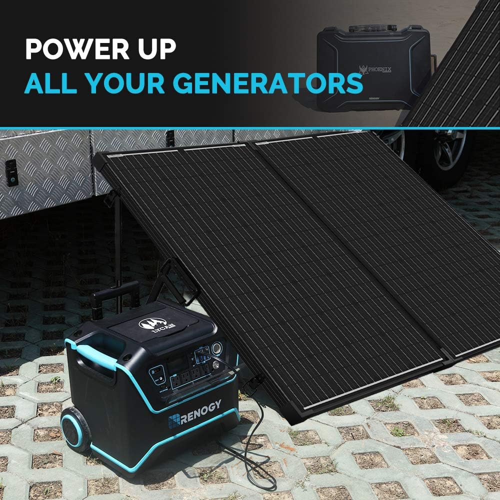 Renogy 100W 12V Monocrystalline Off Grid Portable Foldable 2pcs 50W Solar Panel Suitcase Built-In Kickstand