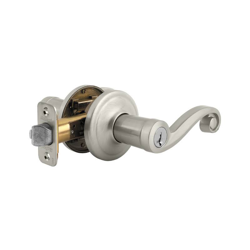 Kwikset 750LL-S Lido Storeroom Keyed Entry Door Lever Set with Smart KEY, Antique Brass