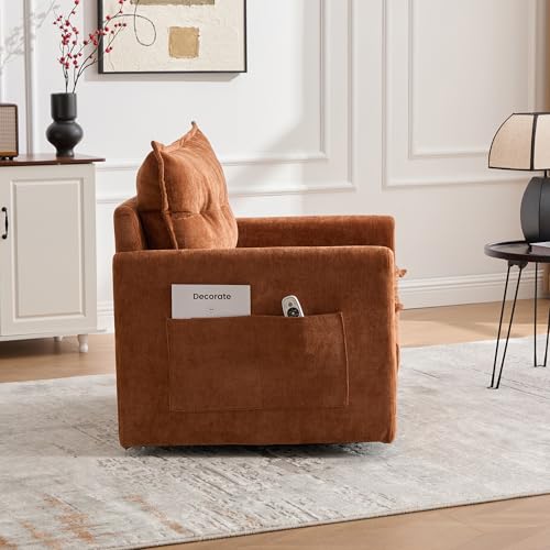 360 Swivel Accent Barrel Chair with Storage Ottoman & Headrest
