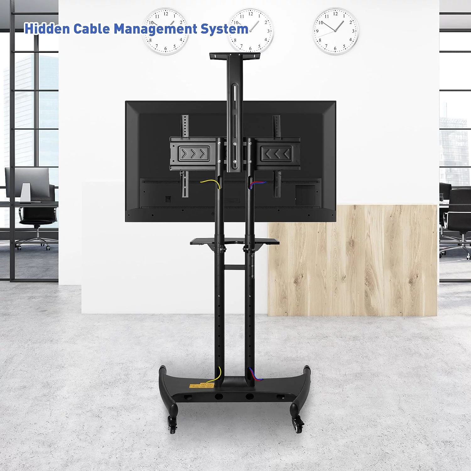 Mobile TV Cart TV Stand with Wheels for 32 to 70 inch Screens up to 99 lbs, Height Adjustable Rolling TV Cart with Camera