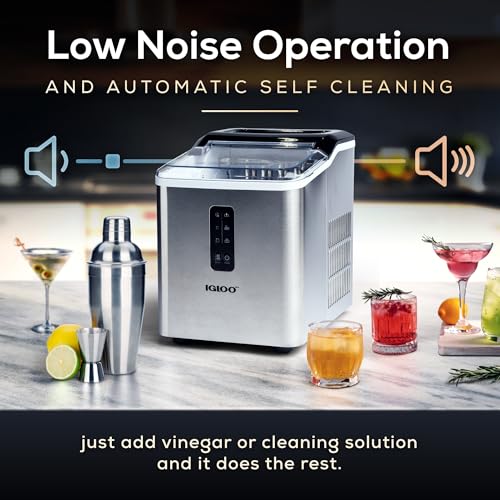 Igloo Electric Countertop Ice Maker Machine - Automatic and Portable - 33 Pounds in 24 Hours - Icecube Maker - Plastic Scoop and Basket
