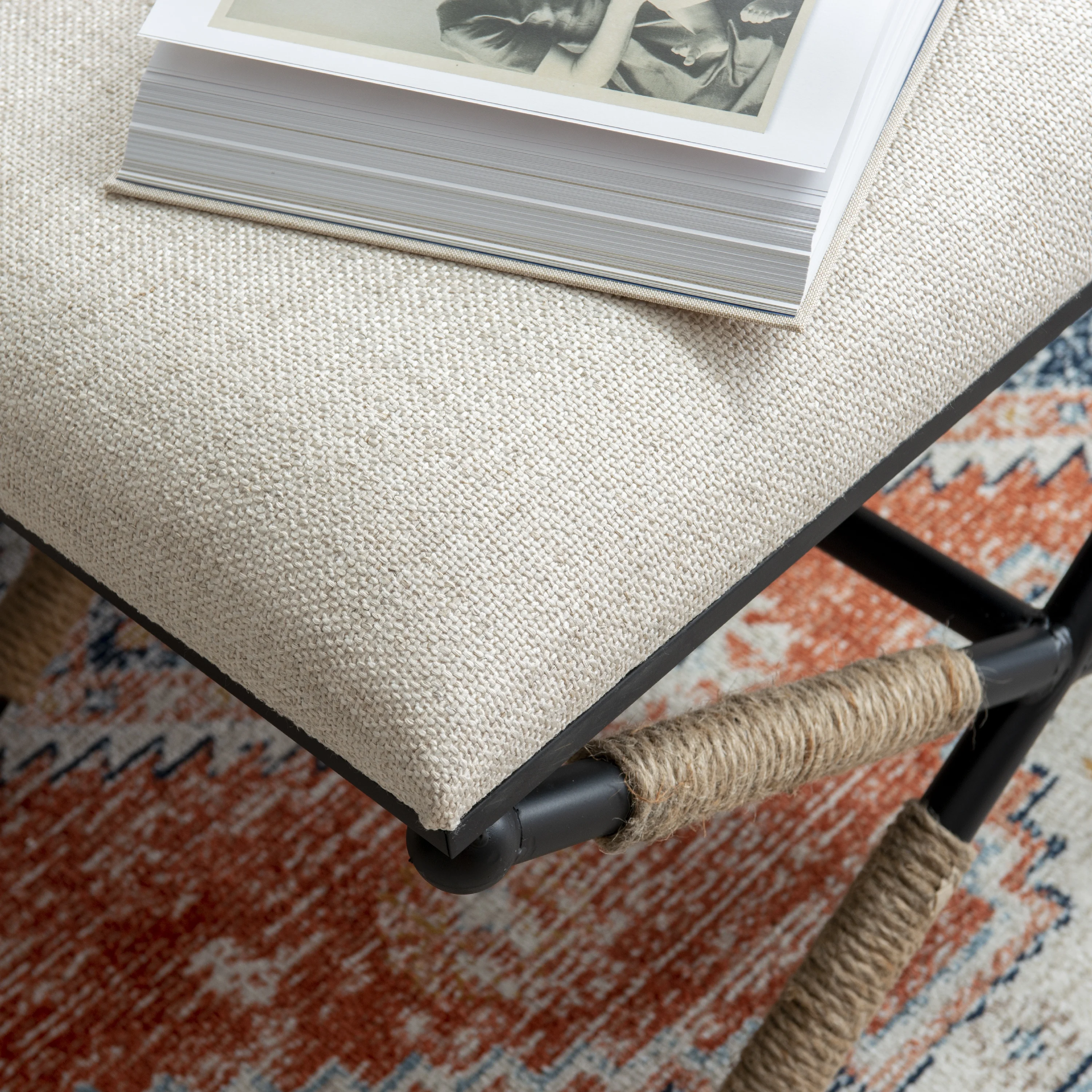 Linon Ashburn Campaign Accent Stool