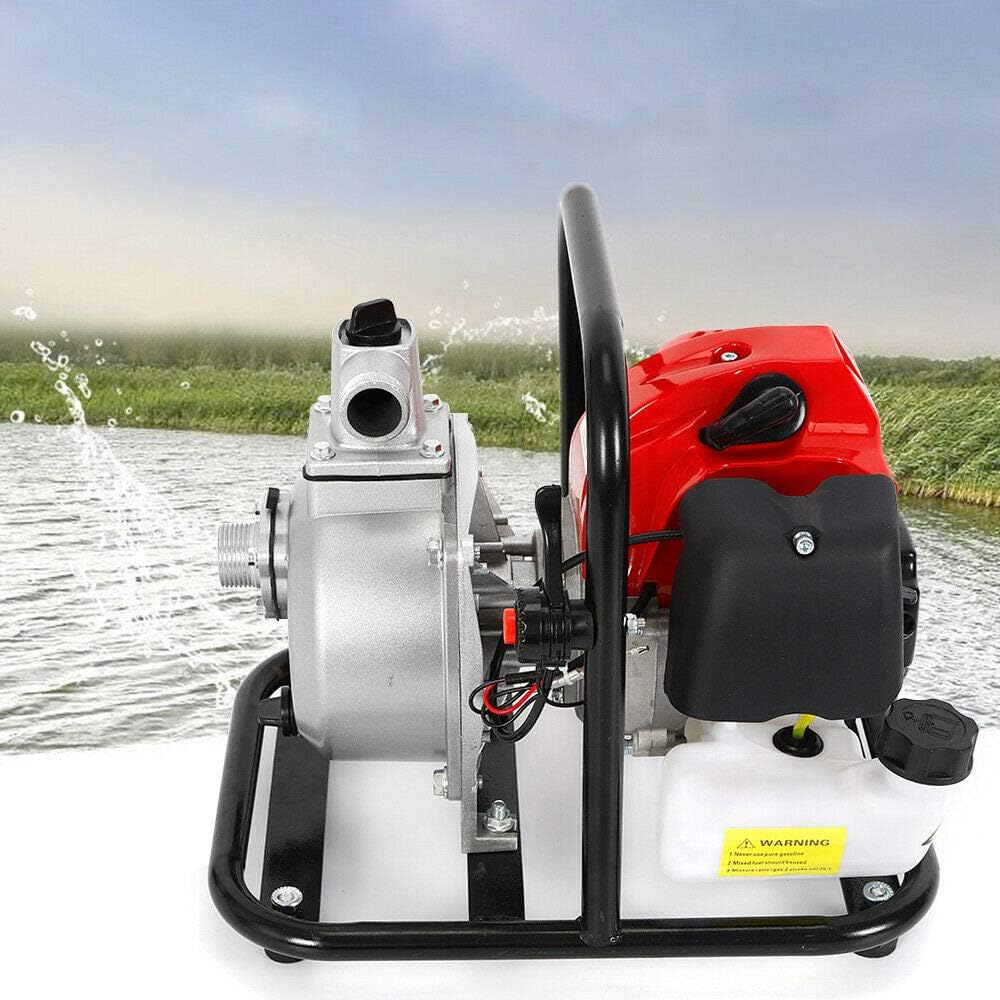 Gas Gasoline Water Pump,1" Inch 2 Stroke 1.7HP Petrol Water Transfer High Pressure Pump for Irrigation Pool