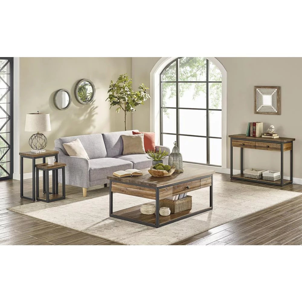 Alaterre Claremont 43"L Rustic Wood Console Table with Two Drawers and Low Shelf