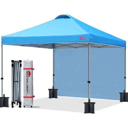 MASTERCANOPY Durable Pop-up Canopy Tent with 1 Sidewall (10'x10',White)