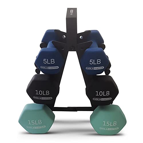 HolaHatha Neoprene Dumbbell Free Hand Weight Set with Rack, Ideal for Home Exercises to Gain Tone and Definition