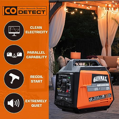 GENMAX Generator，EPA Compliant, Eco-Mode Feature, Ultra Lightweight for Backup Home Use & Camping