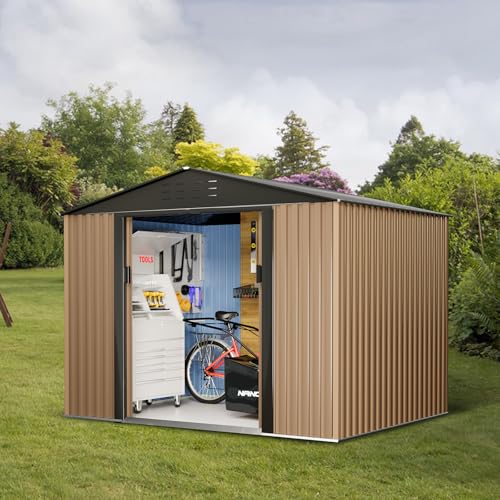 8FT x 6FT Sheds & Outdoor Storage, Metal Garden Shed, Outdoor Storage Shed, Metal Utility Tool Storage Shed with Door Lock, Waterproof Roofs